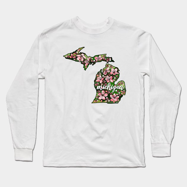 Michigan State Flowers Long Sleeve T-Shirt by monitdesign